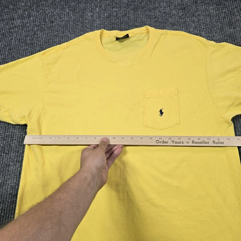 Vintage Polo By Ralph Lauren‎ Shirt Mens Large Yellow Pocket Pony Tee Made USA